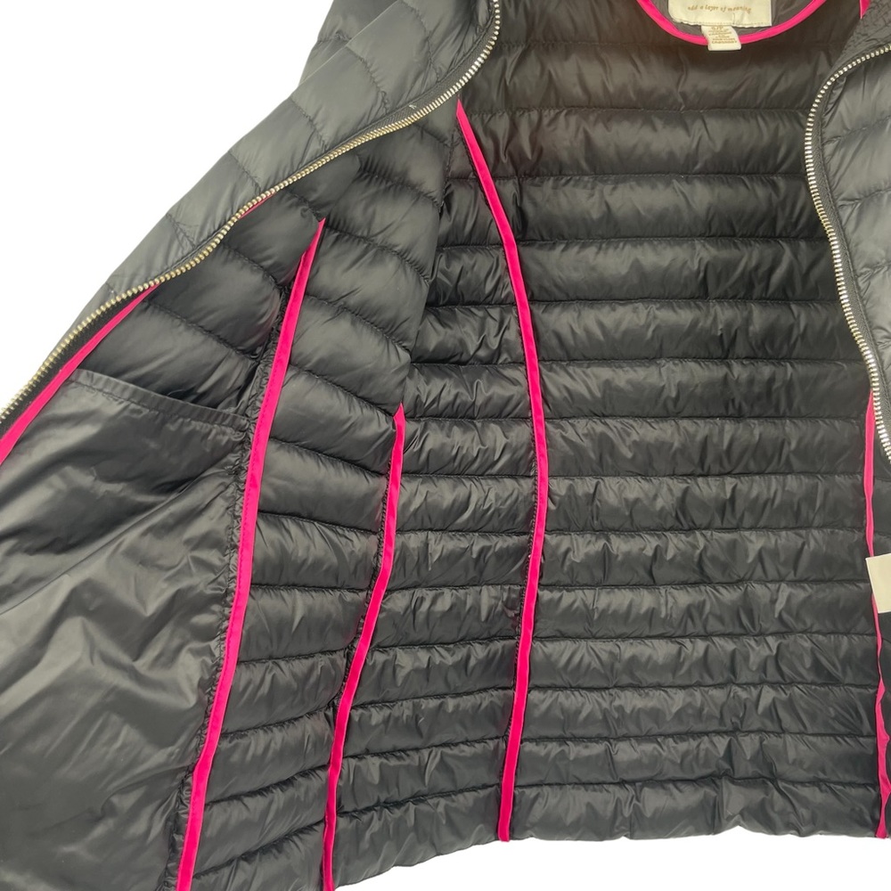 Kate Spade Quilted Down Puffer Full Zip Lightweight Hooded Jacket Black Small P - Picture 10 of 17